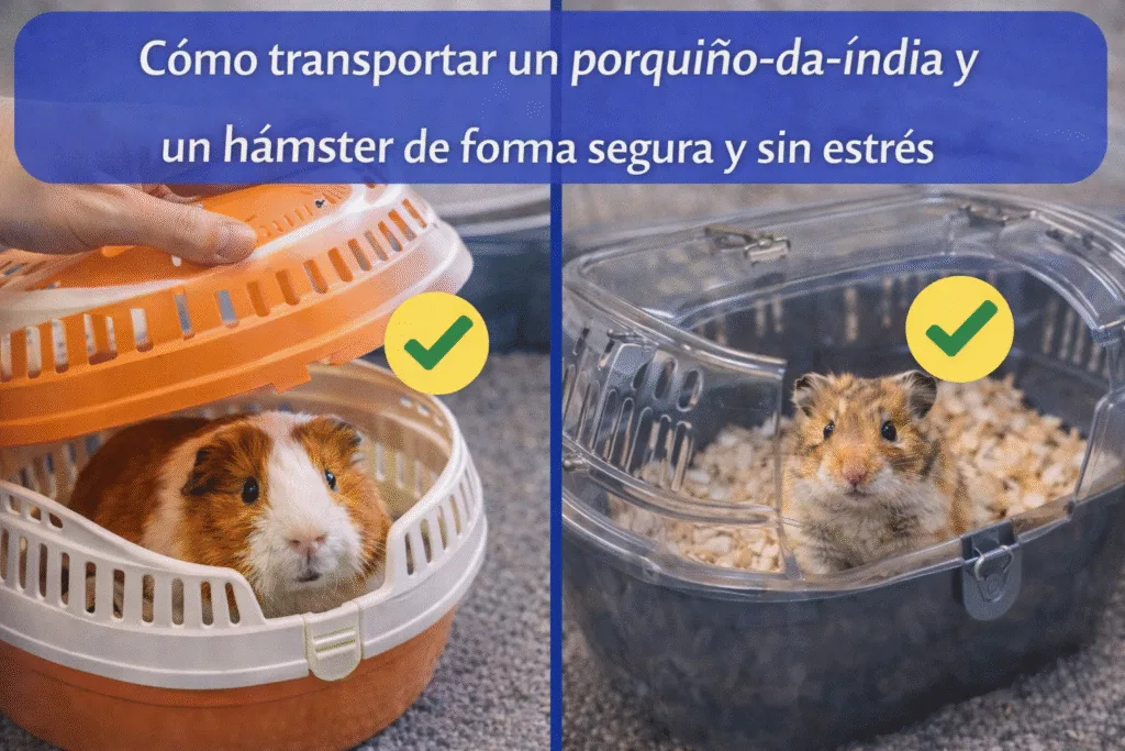 Cómo transportar un porquiño-da-índia y un hámster de forma segura (con medidas reales y diferencias según el trayecto)