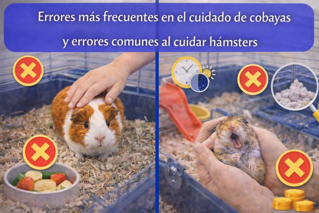 Errores graves y frecuentes en el cuidado de cobayas y hámsters (y cómo evitarlos antes de que se conviertan en urgencias)